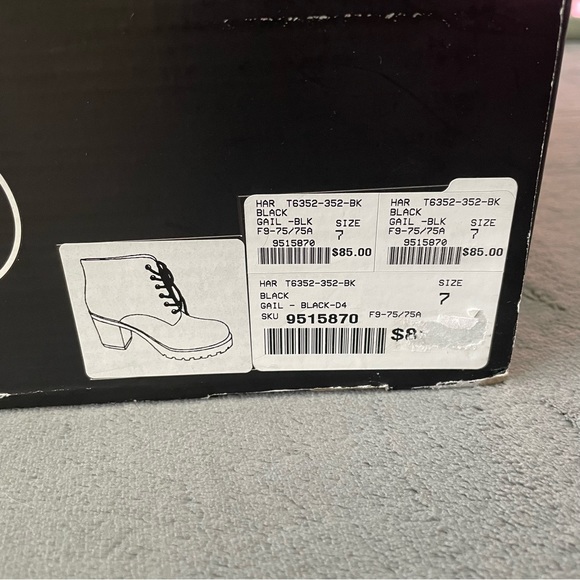 Harlow Black Chunky Heeled Boots - Black - Zippered Sides - Lace Up - Size 7 - Picture 6 of 7